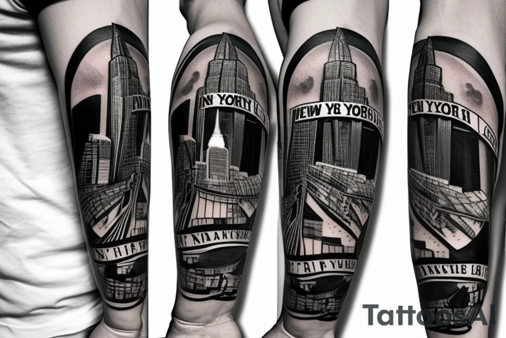 New York yankee logo with new York city inside tattoo idea