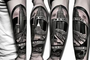New York yankee logo with new York city inside tattoo idea