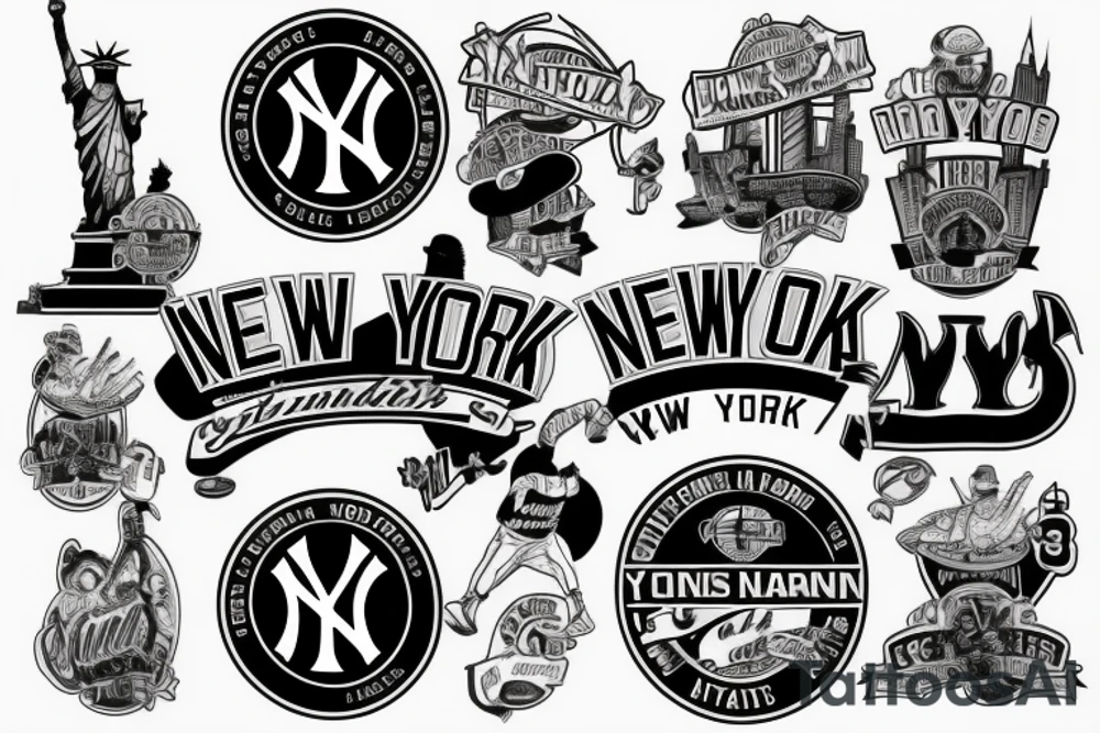 New York yankee logo with new York city inside tattoo idea