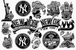 New York yankee logo with new York city inside tattoo idea