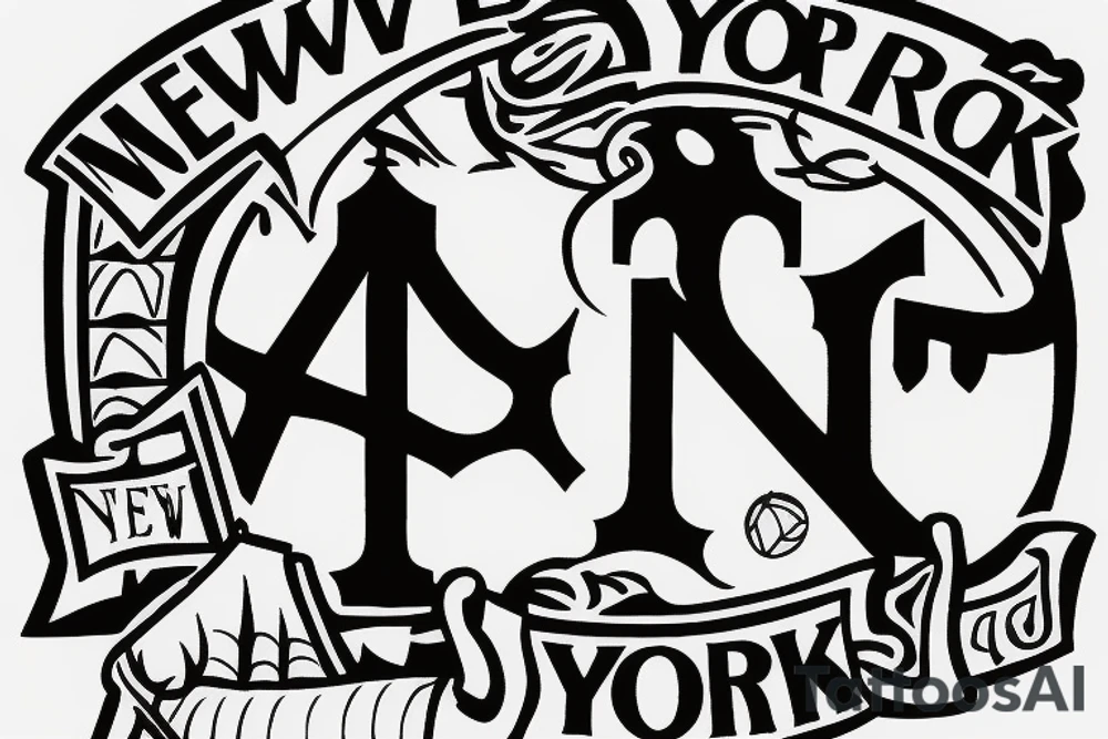 New York yankee logo with new York city inside tattoo idea