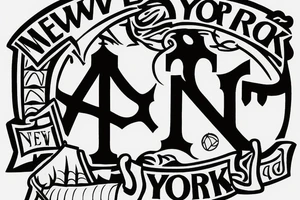 New York yankee logo with new York city inside tattoo idea