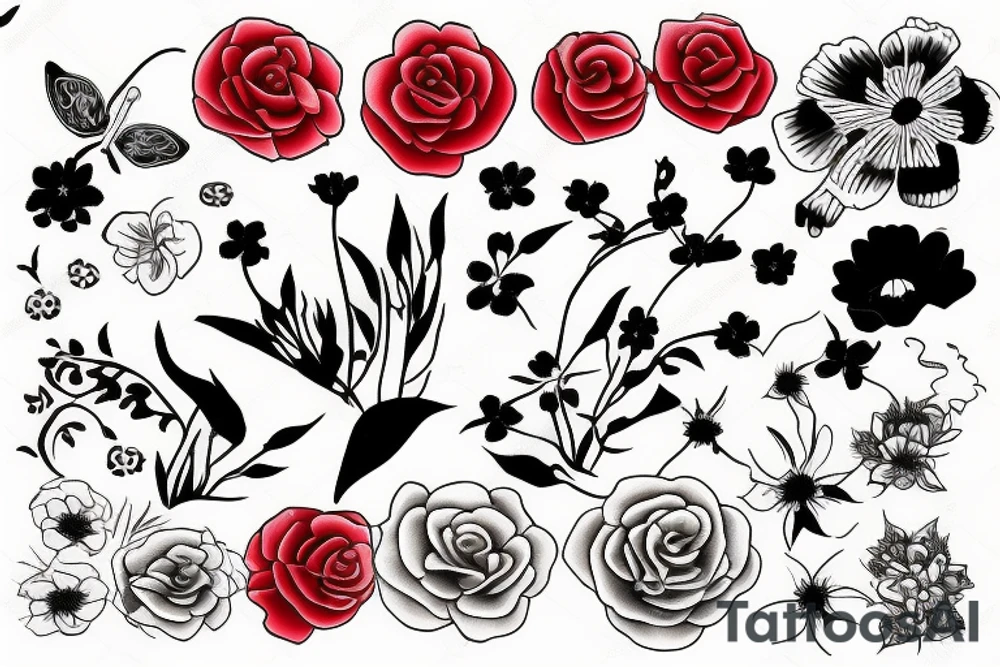 flower with red details tattoo idea
