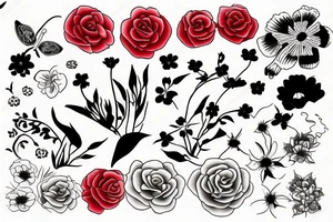 flower with red details tattoo idea