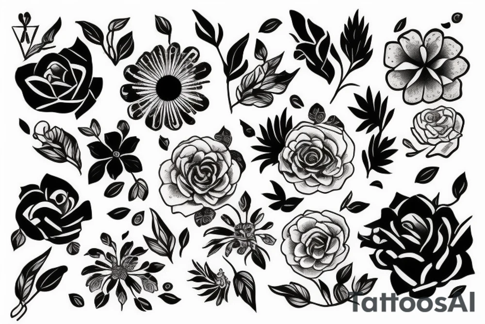 flower with red details tattoo idea