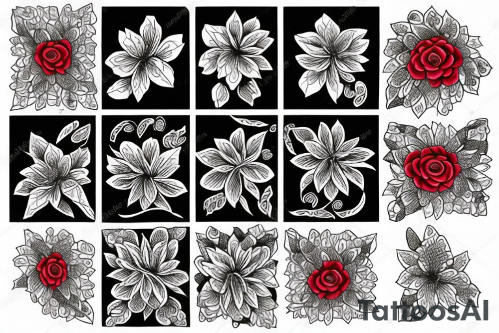 flower with red details tattoo idea