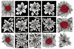 flower with red details tattoo idea