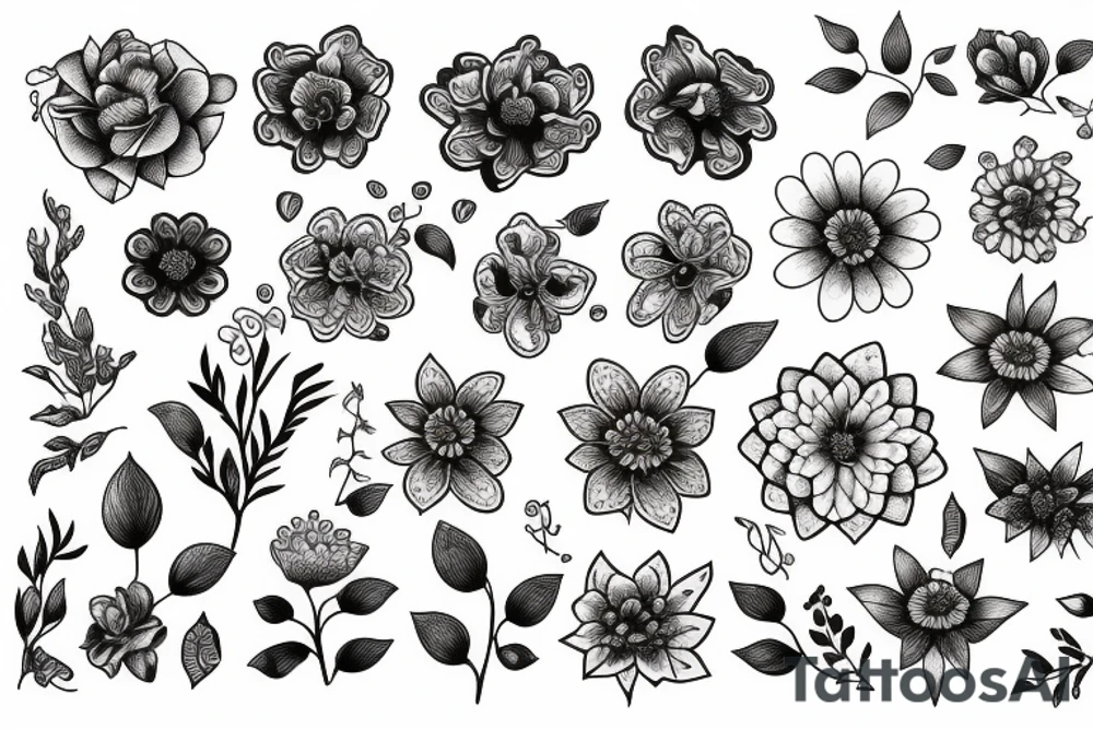 flower with red details tattoo idea