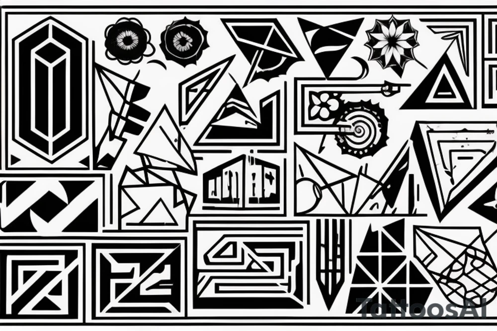 geometric figures with something tattoo idea