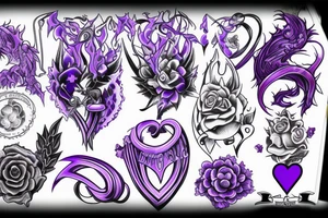 Purple Heart and Blue fire tattoo idea