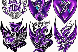 Purple Heart and Blue fire tattoo idea