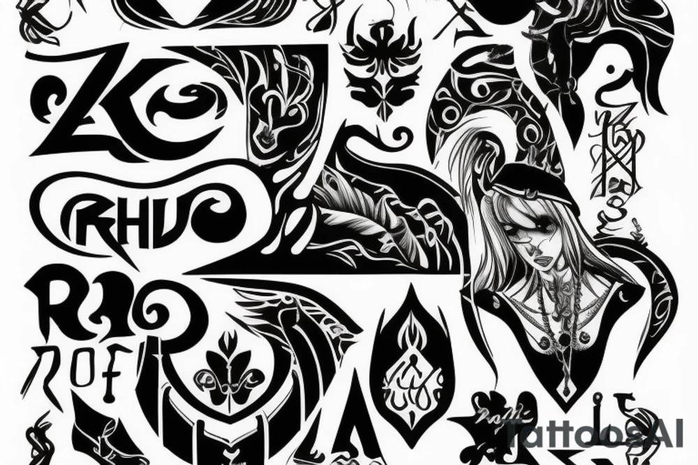 Only letters «RA6HOE» tattoo idea