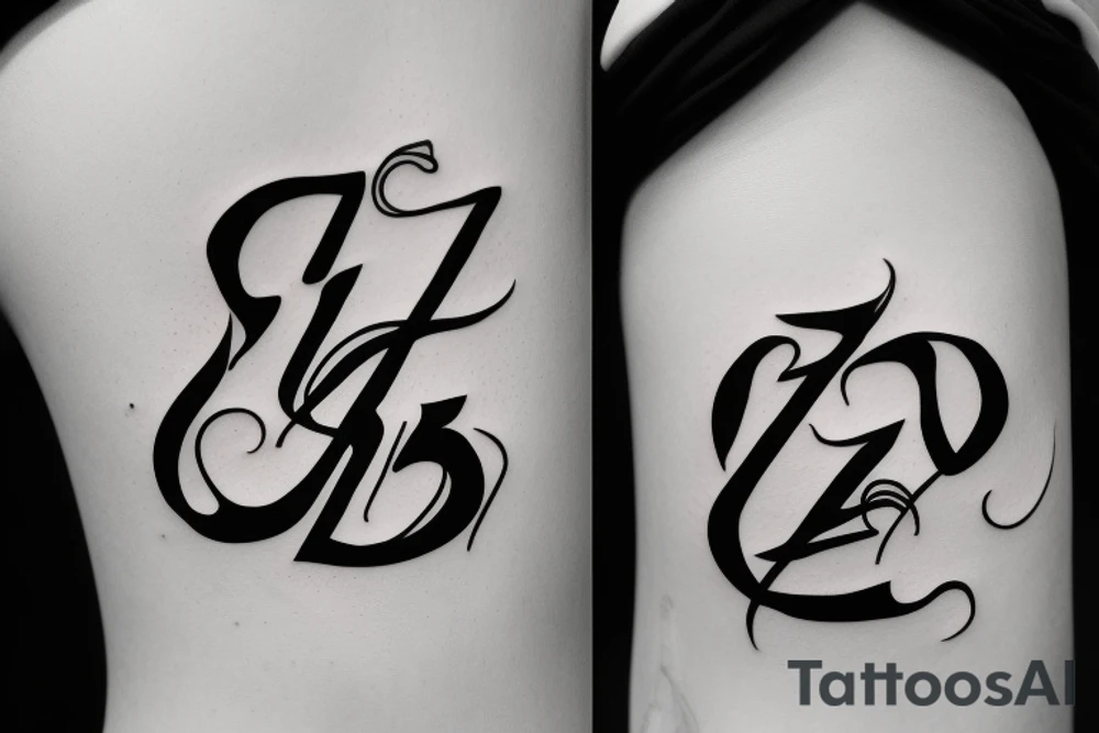 Letters ZHUK tattoo idea