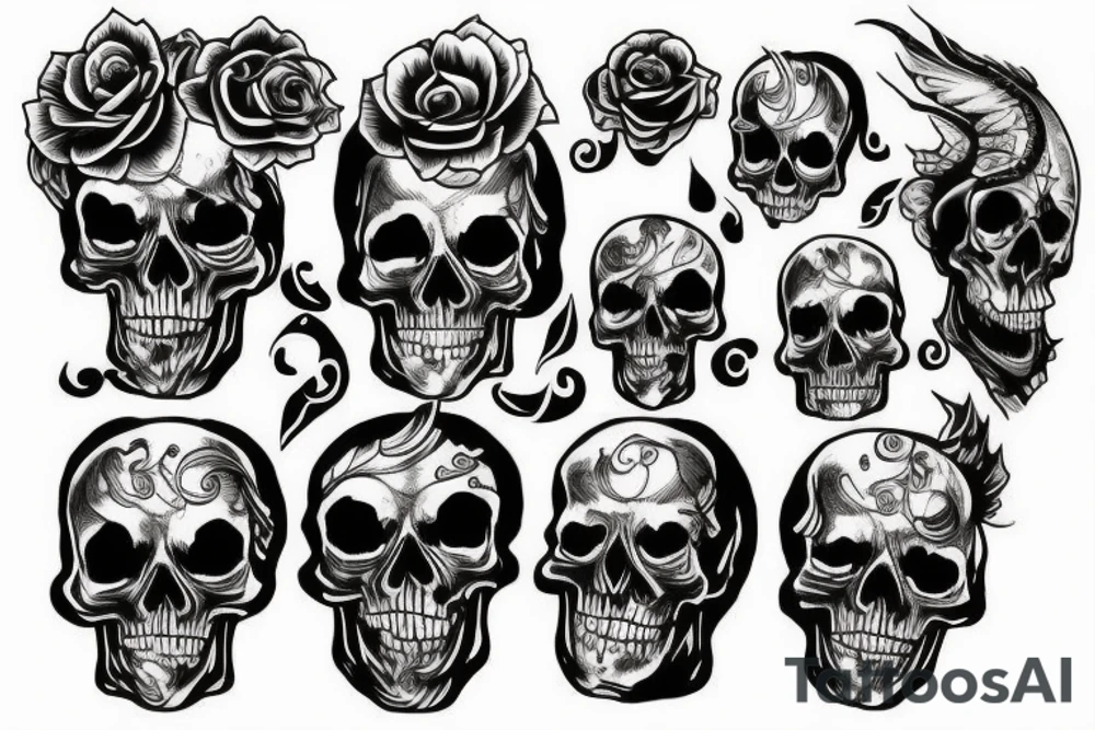 flaming skull tattoo idea