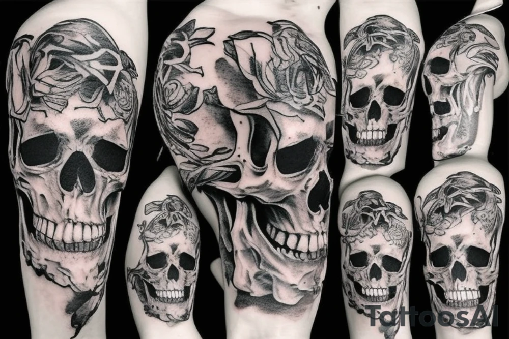 flaming skull tattoo idea