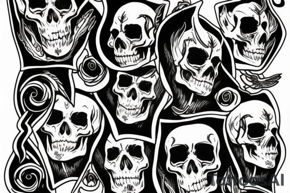 flaming skull tattoo idea