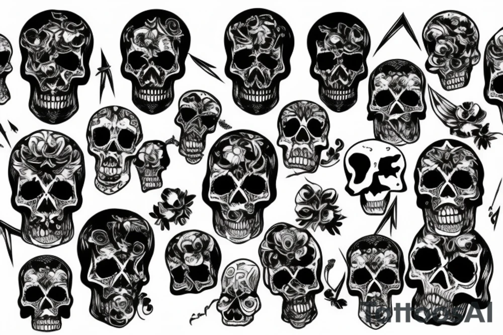 flaming skull tattoo idea