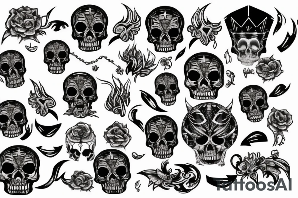 flaming skull tattoo idea