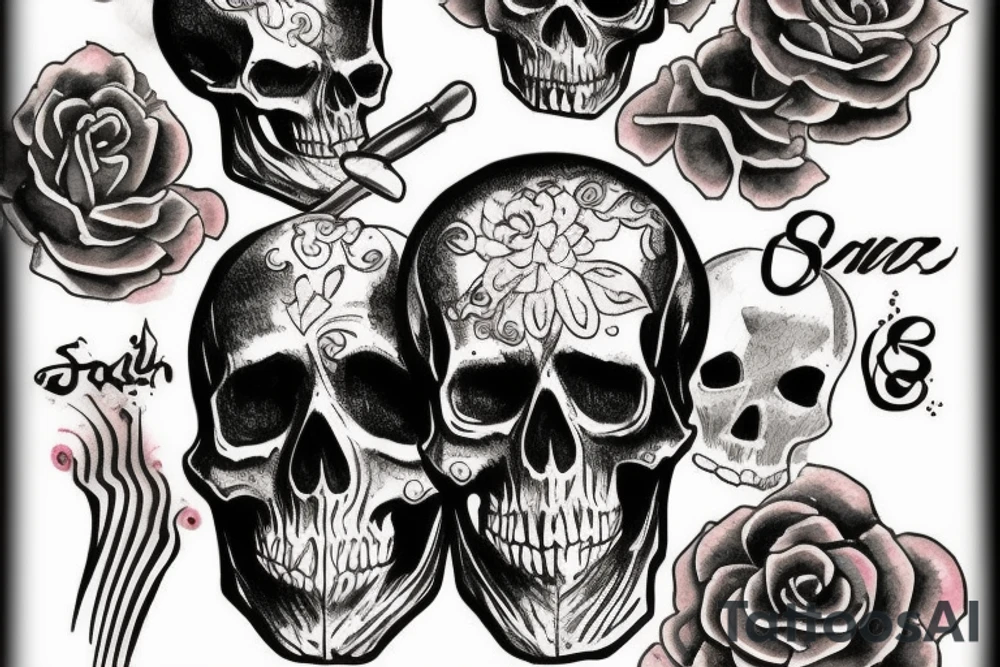 flaming skull tattoo idea