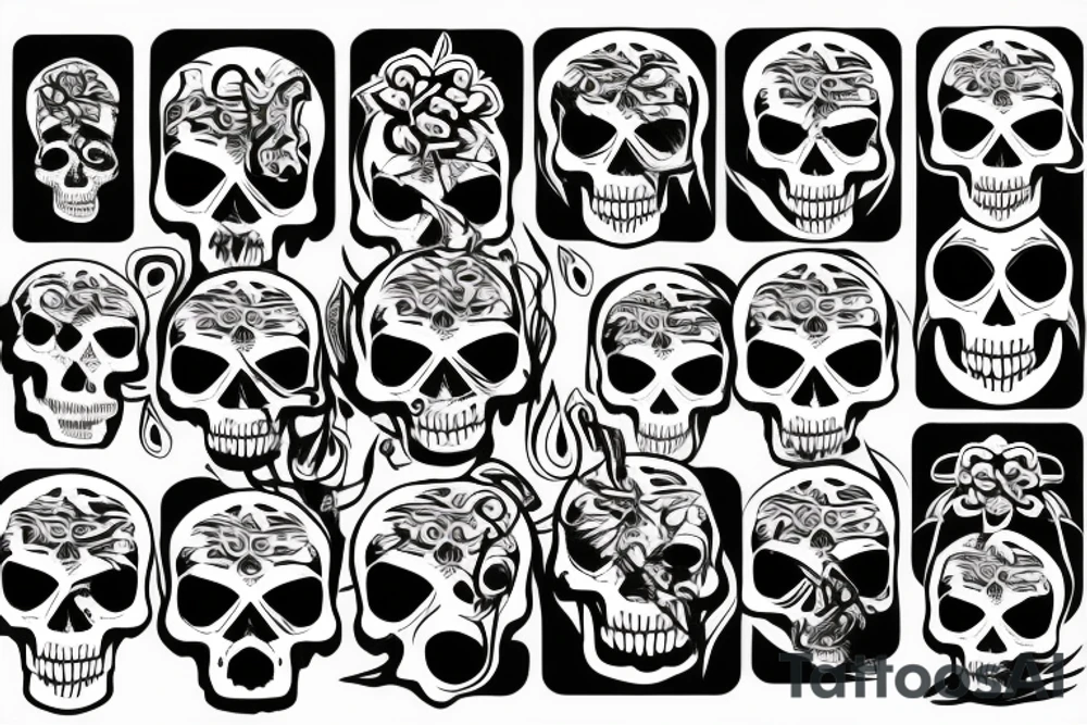 flaming skull tattoo idea
