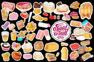 sweet foods and candy with white background tattoo idea