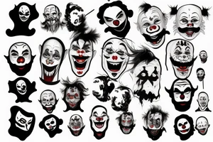 evil clowns with smoke background tattoo idea