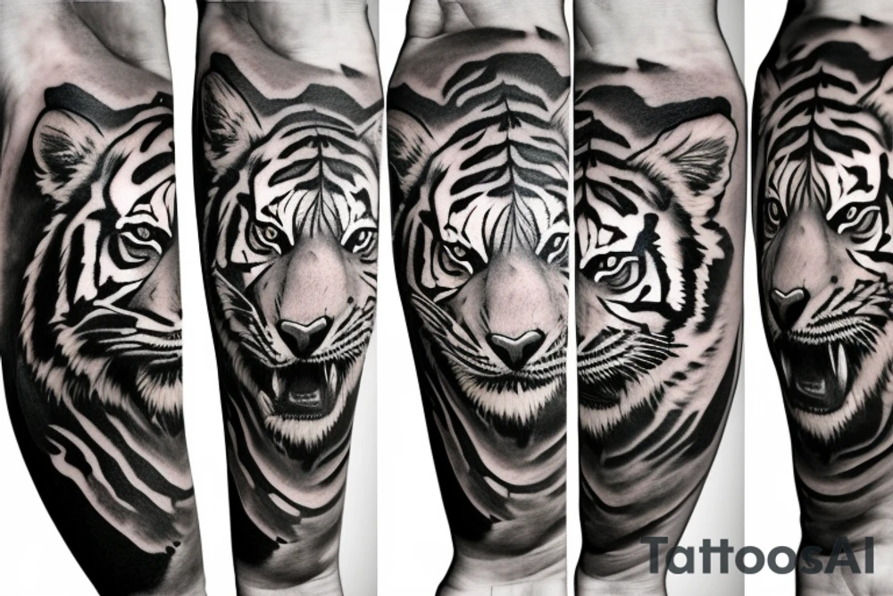 Tiger in forearm tattoo idea