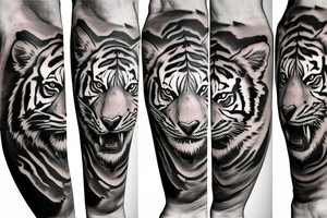 Tiger in forearm tattoo idea