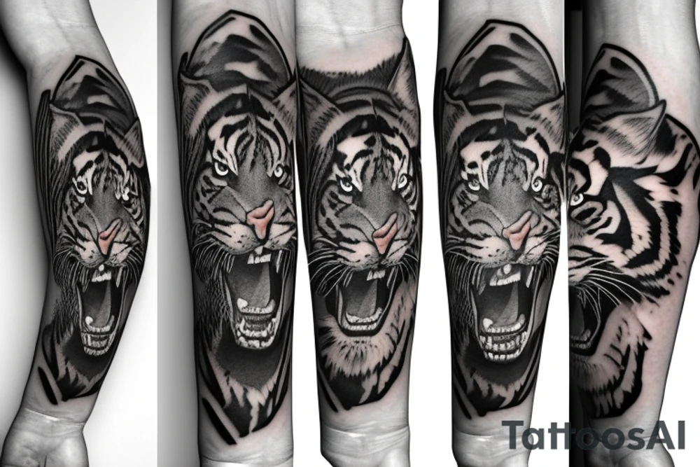 Tiger in forearm tattoo idea
