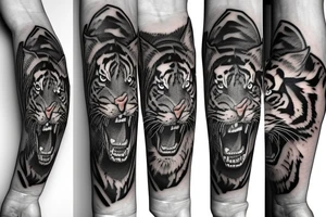 Tiger in forearm tattoo idea