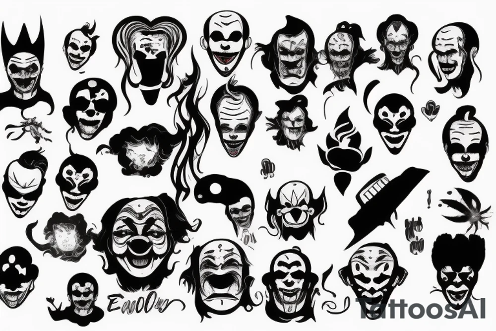 evil clowns with smoke background tattoo idea evil clowns with smoke background tattoo idea