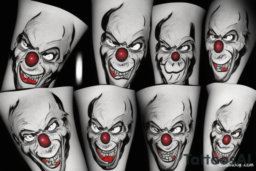 evil clowns with smoke background tattoo idea