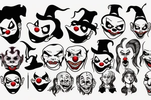 evil clowns with smoke background tattoo idea