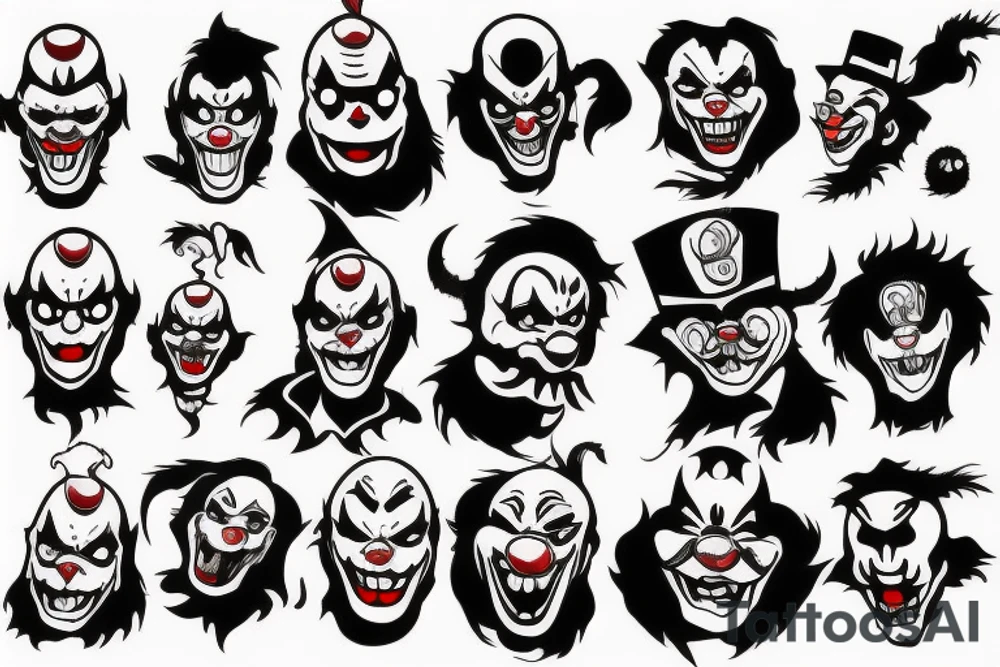 evil clowns with smoke/ white background/outline tattoo idea evil clowns with smoke/ white background/outline tattoo idea