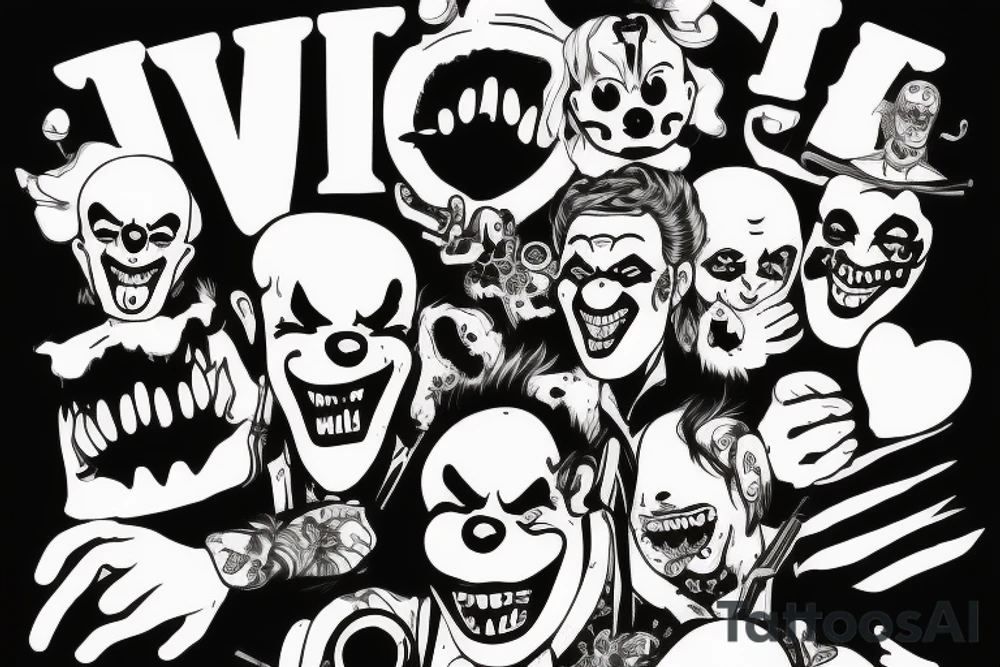evil clowns holding machine guns / white background/outline tattoo idea evil clowns holding machine guns / white background/outline tattoo idea