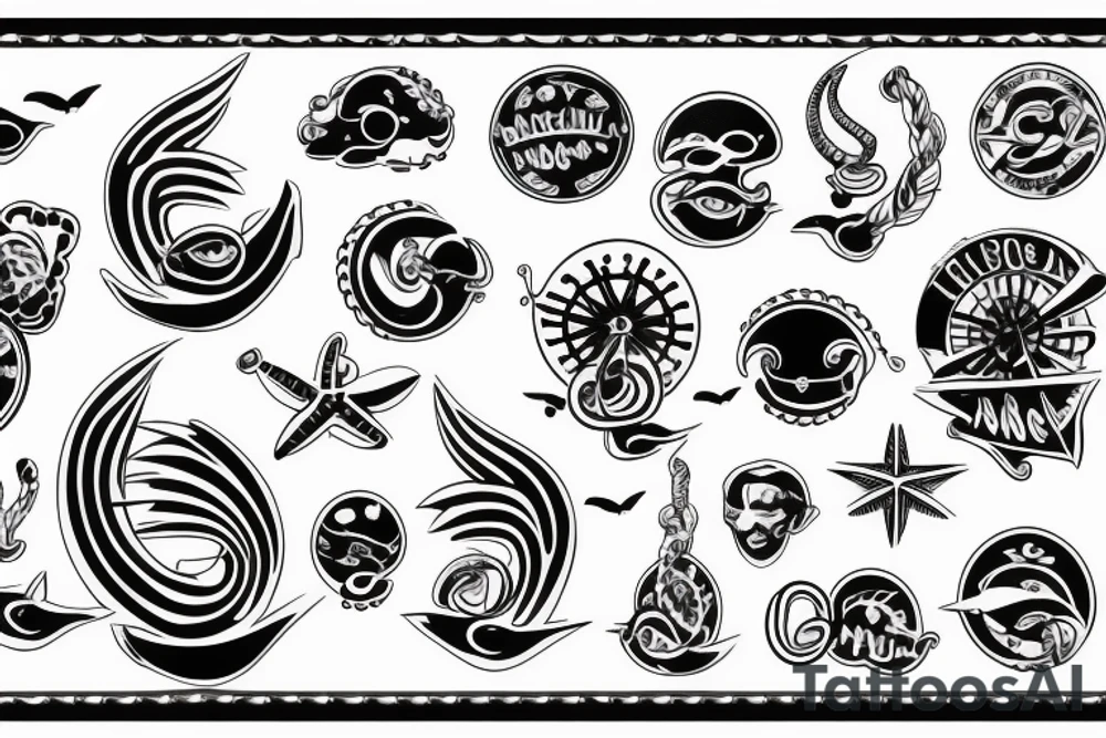nautical/white back ground/ tattoo idea
