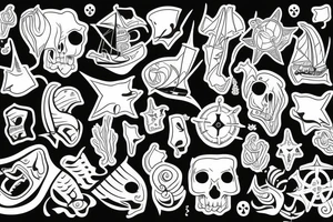 nautical/white back ground/ tattoo idea