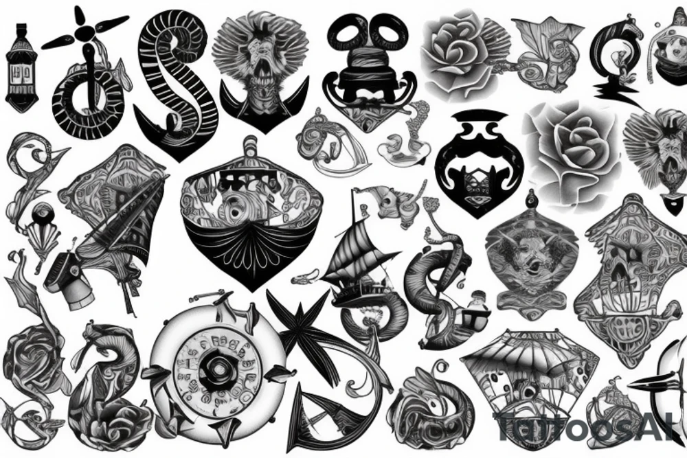nautical/white back ground/traditional tattoo idea