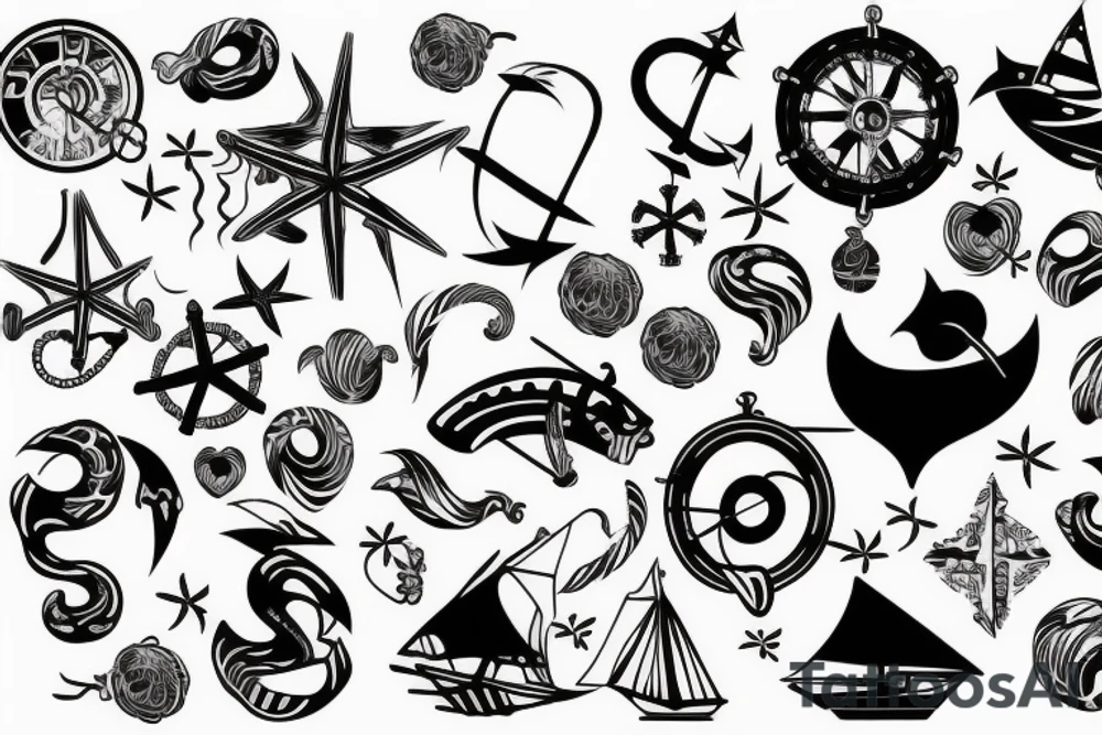 nautical/white back ground/outline tattoo idea