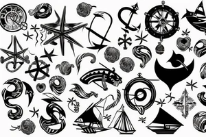 nautical/white back ground/outline tattoo idea