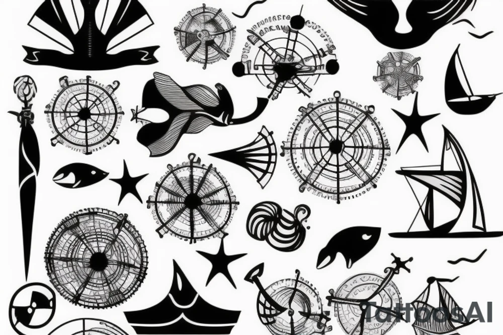 nautical/white back ground/outline tattoo idea