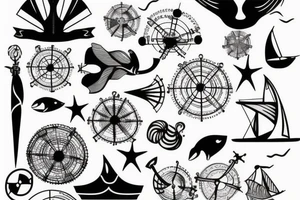 nautical/white back ground/outline tattoo idea