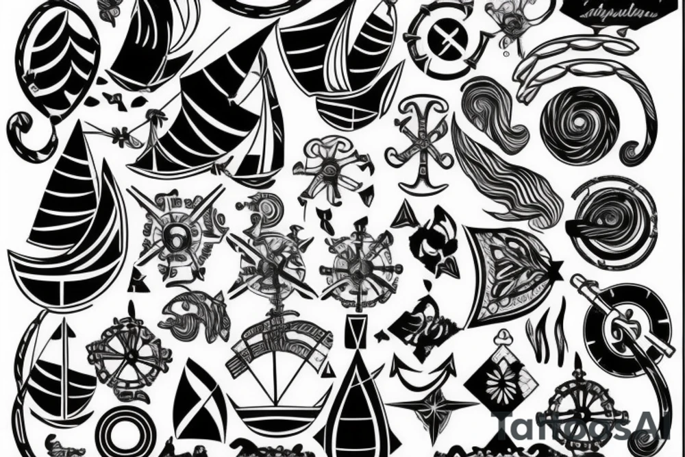 nautical/white back ground/outline tattoo idea