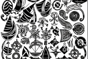 nautical/white back ground/outline tattoo idea