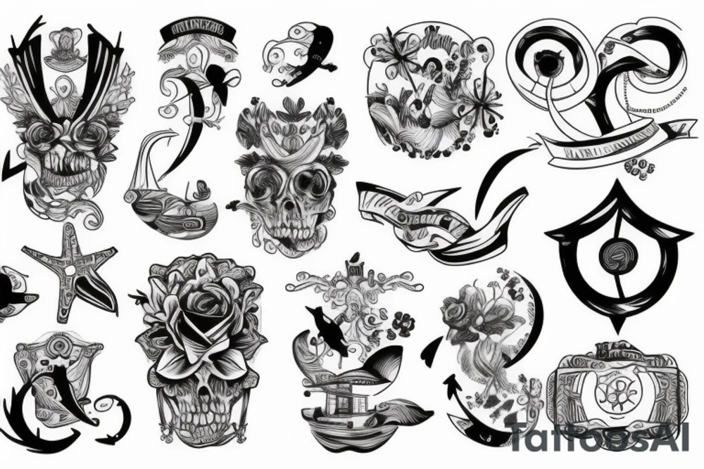 nautical/white back ground/outline tattoo idea