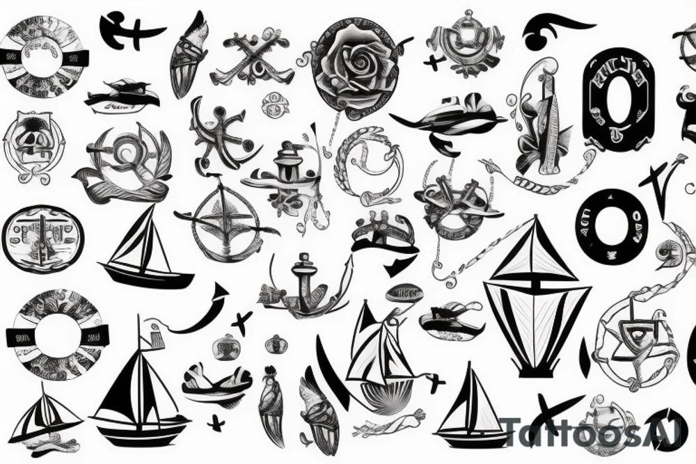 nautical/white back ground/outline tattoo idea