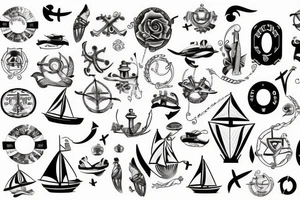 nautical/white back ground/outline tattoo idea