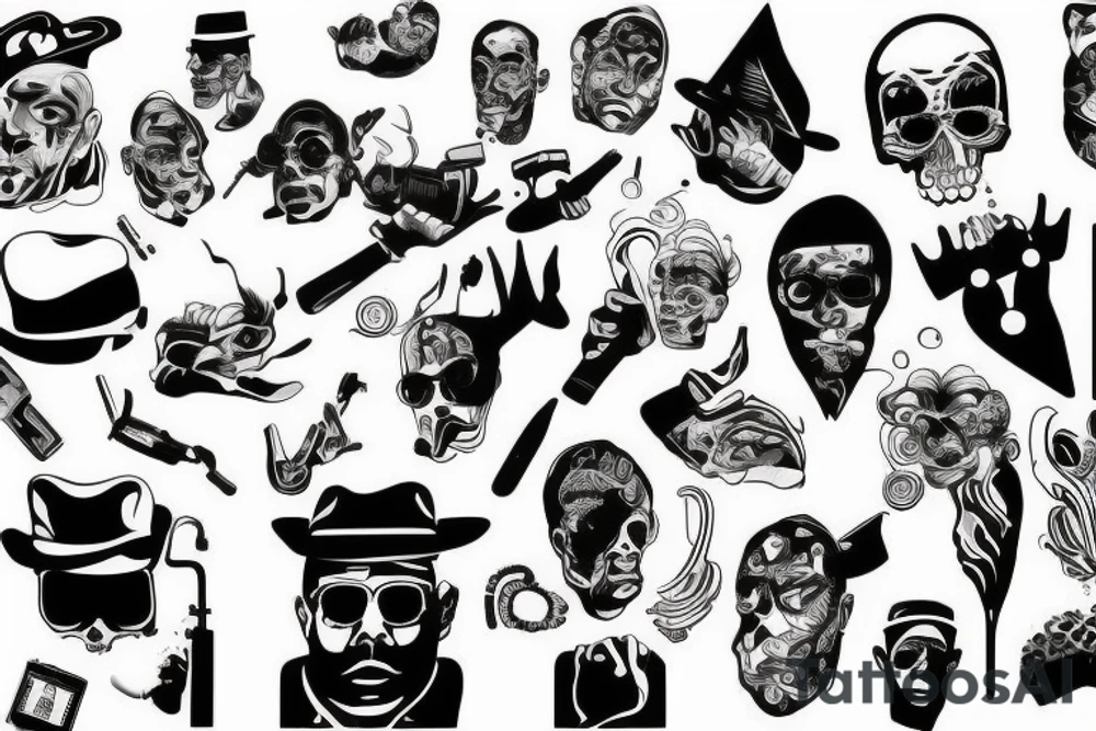 gangster/white back ground/outline/no shading tattoo idea