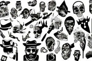 gangster/white back ground/outline/no shading tattoo idea