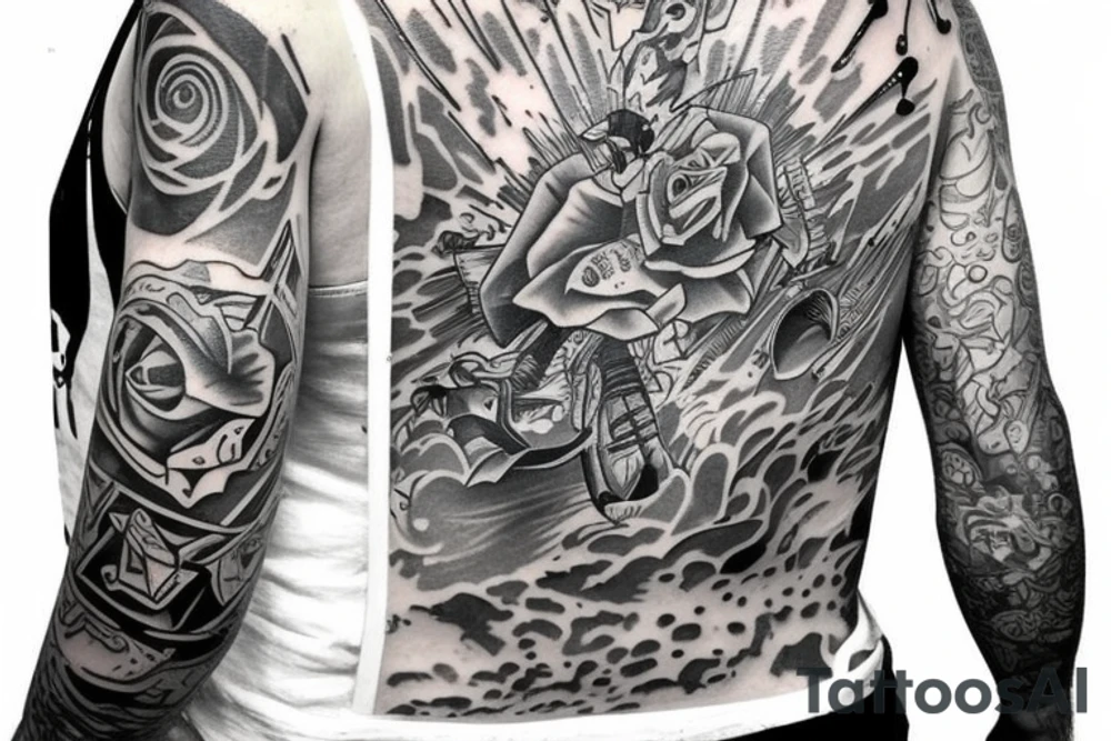 gangster/white back ground/outline/no shading tattoo idea